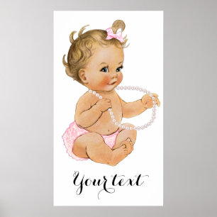 Affiches Pantalon à volants rose Perles Fille Baby Shower
