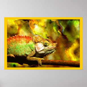 Affiches Panthère colorée Chameleon Aft numérique