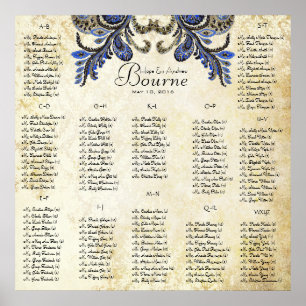 Affiches Paon Navy - 100 à 150 invités - alphabétique