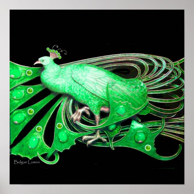 Affiches PAON, vert gris noir (Devant)