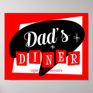 Affiches Papa's Diner Rouge Noir Retro Cuisine Imprimer
