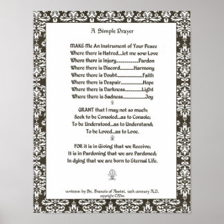 Affiches PAPE FRANCIS=ST. PRIÈRE SIMPLE FRANCIS=Filigree