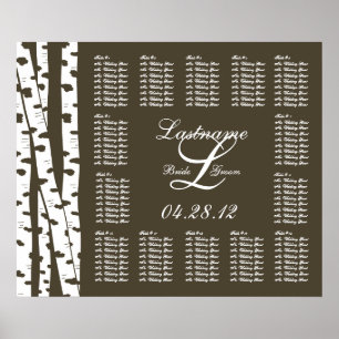 Affiches Papier blanc Birch Trees Mariage Seing Chart