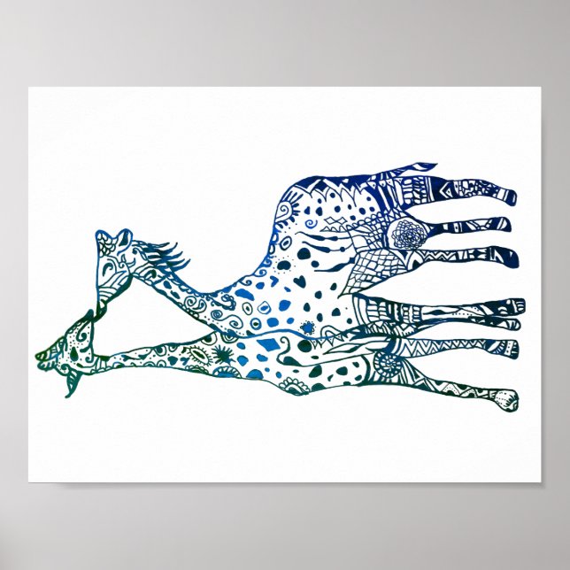 Affiches Papier d'affiche de valeur Les Giraffes Kiss Art D (Devant)