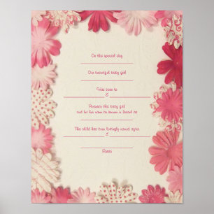 Affiches Papier Fleurs Juif Baby Naming certificat de naiss