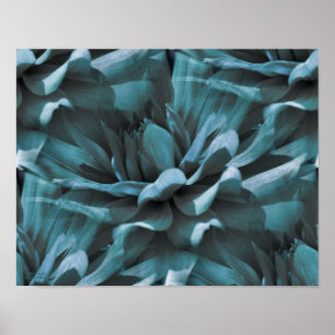 Affiches Papier floral bleu dahlia carrelé