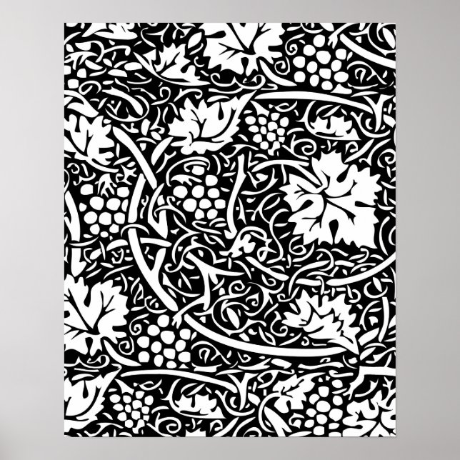 Affiches Papier peint à motif de raisin de William Morris (Devant)