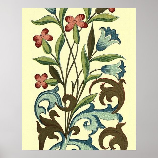 Affiches Papier peint floral Art Nouveau Joli (Devant)