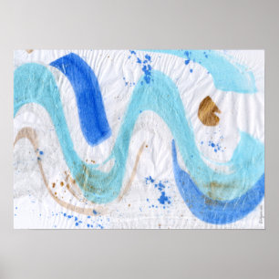 Affiches Papier texturisé d'aquarelle abstraite des bleus