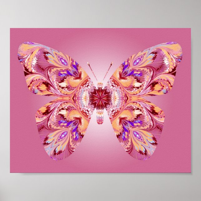 Affiches Papillon Dreams Imprimer rose et orange (Devant)
