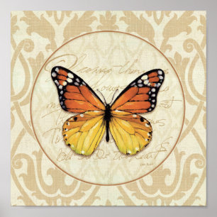 Affiches Papillon orange vintage