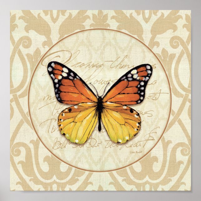 Affiches Papillon orange vintage (Devant)