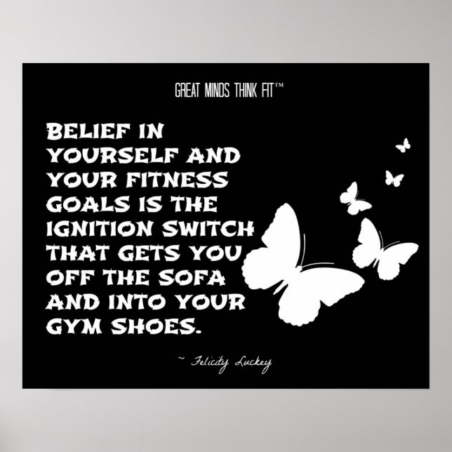Affiches Papillons de fitness Motivation : Noir Blanc 009 (Devant)