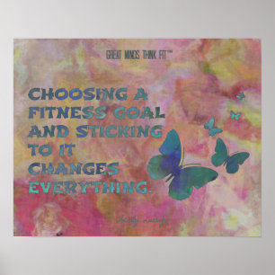 Affiches Papillons de fitness rose et bleu