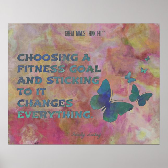 Affiches Papillons de fitness rose et bleu (Devant)