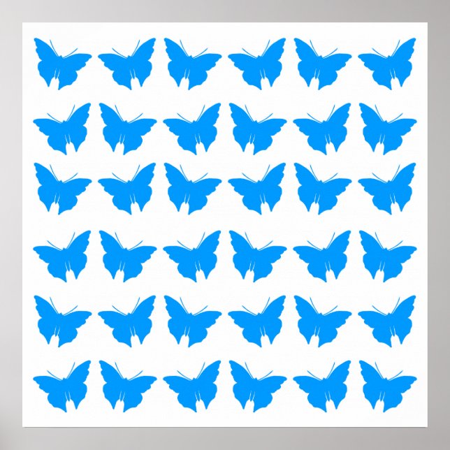 Affiches Papillons en gras bleu clair (Devant)