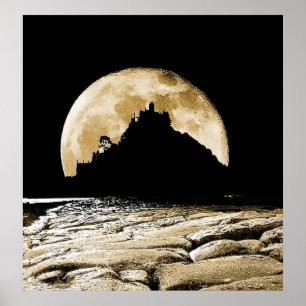 Affiches Par la lumière de la lune de sépia
