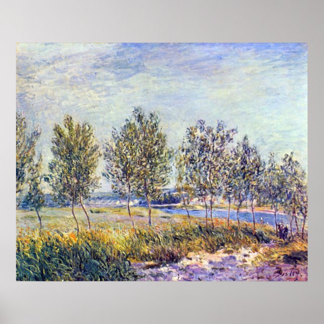 Affiches Par prairie par Alfred Sisley (Devant)