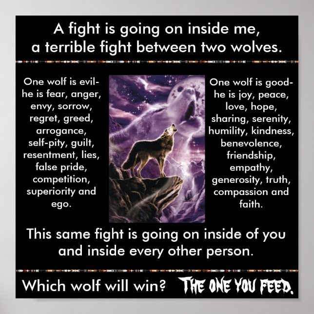 Affiches Parabole indienne : deux loups (Devant)