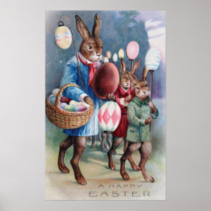 Affiches Parade des lanternes d'oeufs de lapin de Pâques