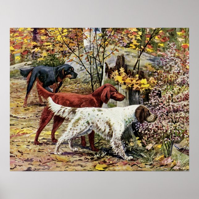 Affiches Paramètres Amoureux de les chiens d'art vintage (Devant)