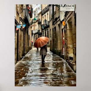 Affiches Parapluie dans les rues de Saint Jacques de Compos