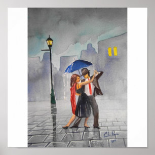 AFFICHES PARAPLUIE DE COUPLES DE DANSE