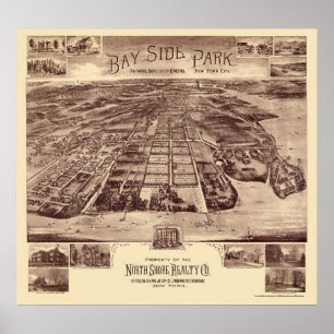 Affiches Parc de Bayside - Queens, carte panoramique de NY
