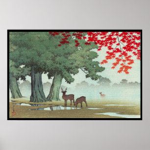 Affiches Parc de Nara Hasui Kawase shin hanga paysage artis