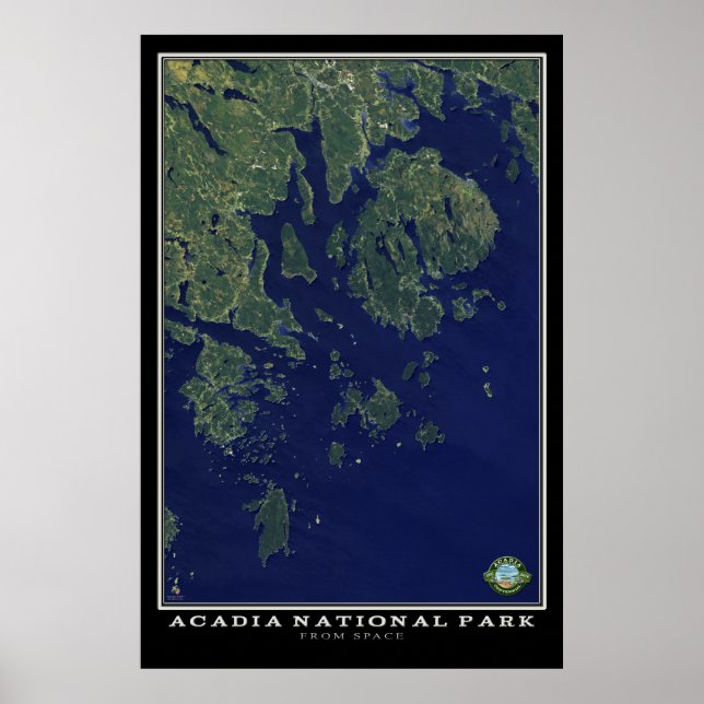Affiches Parc national Acadia Maine Du Satellite Spatial (Devant)