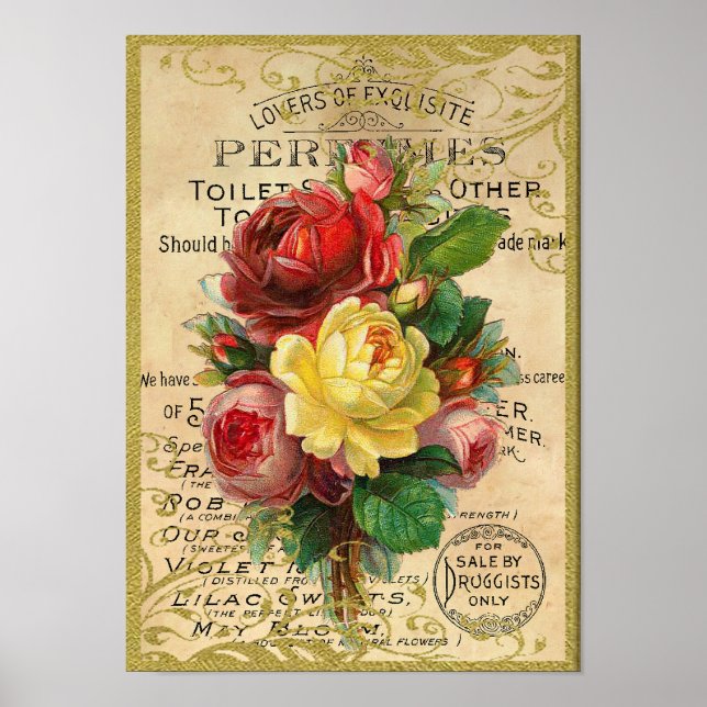 Affiches Parfum Rose antique (Devant)
