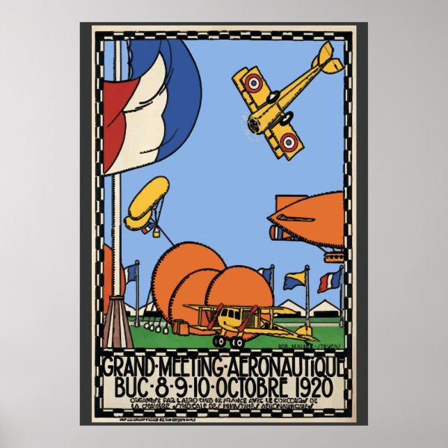 Affiches Paris Air Show 1920, Style Vintage (Devant)