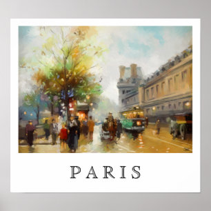 Affiches Paris par un jour de pluie. Peinture aquarelle. Po