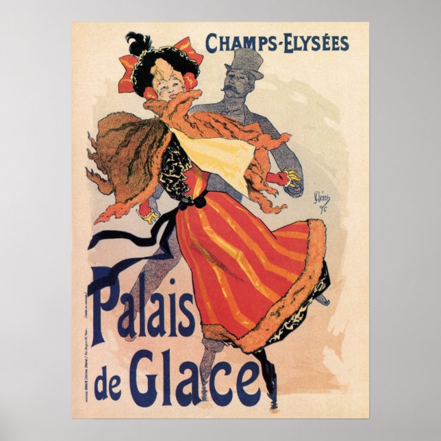 Affiches Paris vintage Champs Elysées patin à glace (Devant)