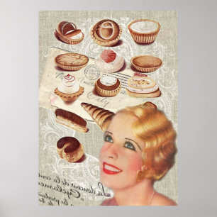 Affiches parisien bakery cupcake pastry cookike cupcake