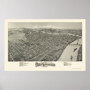 Affiches Parkersburg, carte panoramique de WV - 1899