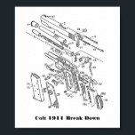 Affiches Parties de 1911, Colt 1911<br><div class="desc">Colt 1911 Répartition des pièces</div>