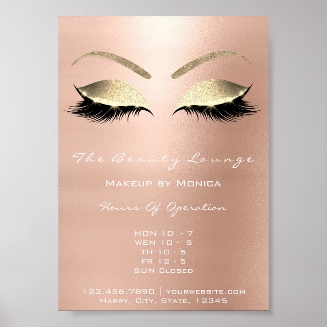 Affiches Parties scintillant de maquillage Beauté Salon Or (Devant)
