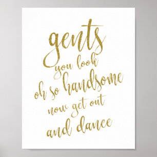Affiches Parties scintillant Gold de salle de bain Gents 8x