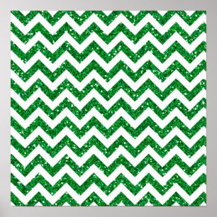 Affiches Parties scintillant verte Motif Chevron