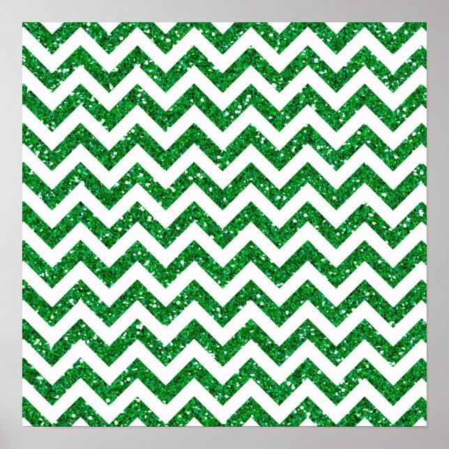 Affiches Parties scintillant verte Motif Chevron (Devant)