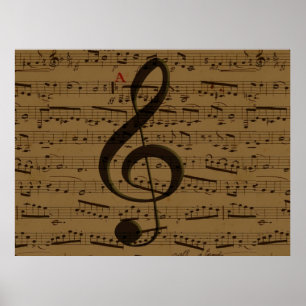 Affiches Partition de musique classique à clé de sol musica