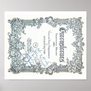 Affiches Partition vintage - Greensleeves Autographiés