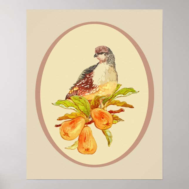 Affiches Partridge in a Pear Tree Christmas Song Citation (Devant)