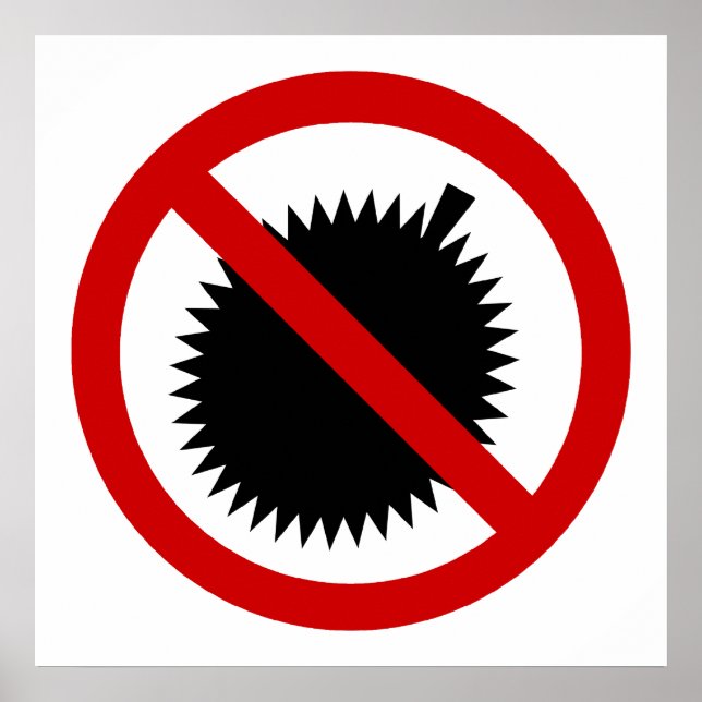 Affiches PAS DE pancarte de fruit tropical Durian ⚠ Thaïlan (Devant)