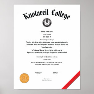 Affiches Pas un vrai diplôme 11 x 14 d'université
