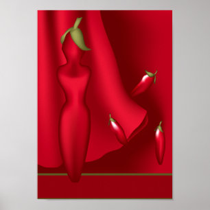 Affiches Passionné Hot Chili Pepper Woman Imprimer