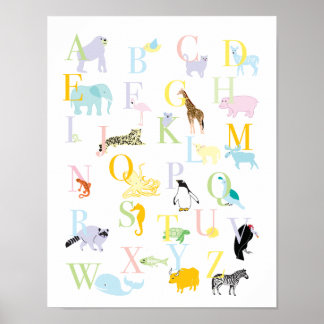 Affiches Pastel Animal ABC Imprimer
