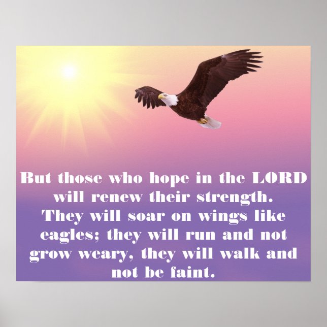 Affiches Pastel Sky, Aigle, Espoir Force Bible Verse (Devant)
