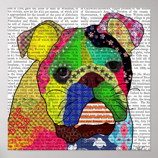 Affiches Patchwork Bulldog (Devant)